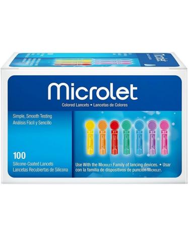 Microlet Colored Lancets 100 Each ( 3 pack) 100 Count (Pack of 3)
