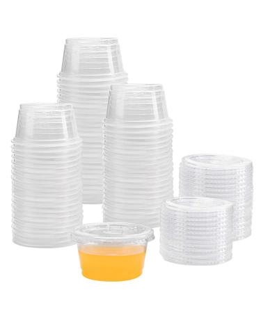 Pantry Value 100 Sets - 2 oz. Jello Shot Cups with Lids, Small Plastic  Condiment Containers for Sauce, Salad Dressings, Ramekins, & Portion  Control 2 oz. - Clear