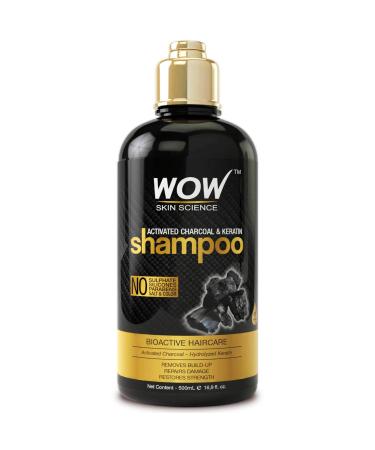 WOW Skin Science Activated Charcoal & Keratin Shampoo - Full Scalp Detox Cleanse - Restore Dry  Damaged Strands For Soft  Smooth  Shiny Hair- Sulfate & Paraben Free - All Hair Types  Adults & Children - 500 mL