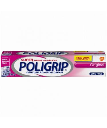  Super Poligrip Power Max Power Hold plus Seal Denture Adhesive  Cream, Denture Cream for Secure Hold and Food Seal, Flavor Free - 2.2 oz  (Pack of 4) : Health & Household
