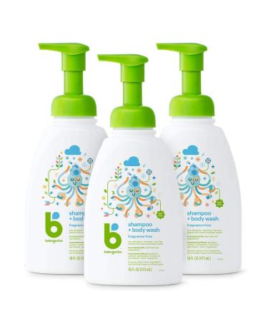 Babyganics Baby Shampoo + Body Wash Pump Bottle, Fragrance Free, Packaging May Vary,16 Fl Oz (Pack of 3) Fragrance Free Standard Packaging