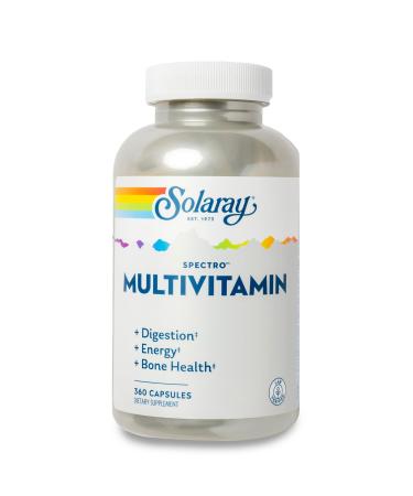 Solaray Spectro Multivitamin with Iron - Multi Vitamin with Calcium Magnesium Energizing Greens Herbs & Digestive Enzymes - Digestion Energy and Bone Health Support (60 Servings 360 Capsules) 60.0 Servings (Pack of 1)