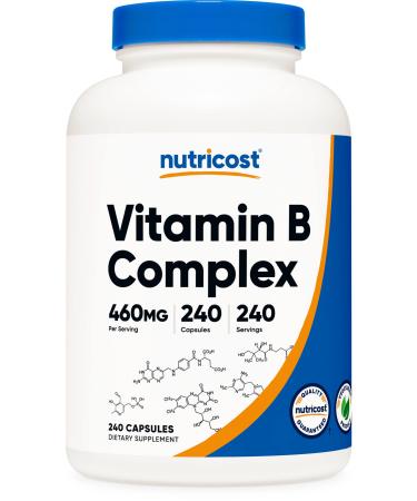Nutricost High Potency Vitamin B Complex 460mg, 240 Capsules - with Vitamin C - Energy Complex 240 Count (Pack of 1)