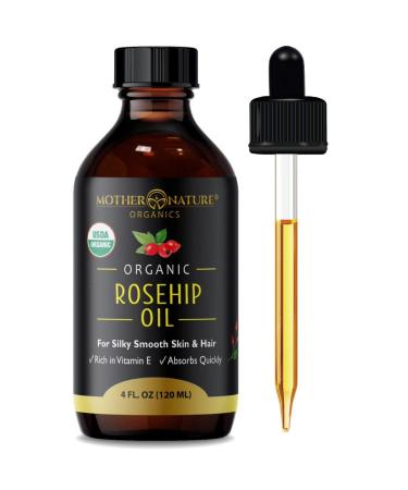 Rosehip Seed Oil - 100% Pure Organic Certified, Cold Pressed & Unrefined Carrier Oil (Facial Oil) - Natural Anti-Aging Moisturizer - Great For Fine Lines, Wrinkles, Acne Scars - For Face, Hair & Skin (4 oz) 4 Fl Oz (Pack o…