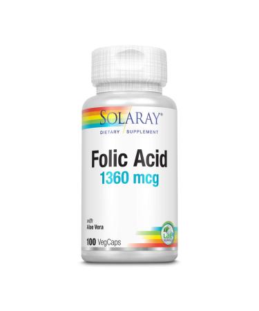 Solaray Folic Acid Capsules, 1360mcg | 100 Count
