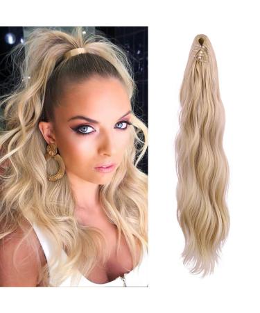 LOMMEL Ponytail Extensions Claw Clip Ponytail Extensions for Women 20 Inch Long Wavy Ponytail Extensions Fluffy Synthetic Ponytail Hairpiece Natural Soft Daily Use(18/613) claw clip ponytail (20