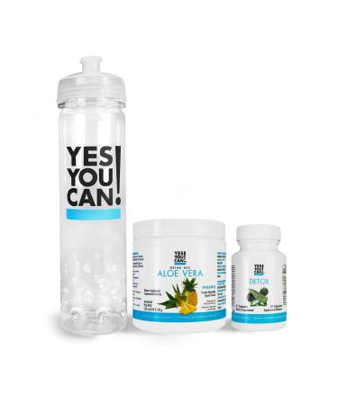 Yes You Can! Detox Kit - Bundle Includes a YYC! Detox, a YYC! Water Bottle, and an Aloe Vera Drink Mix (Pineapple)