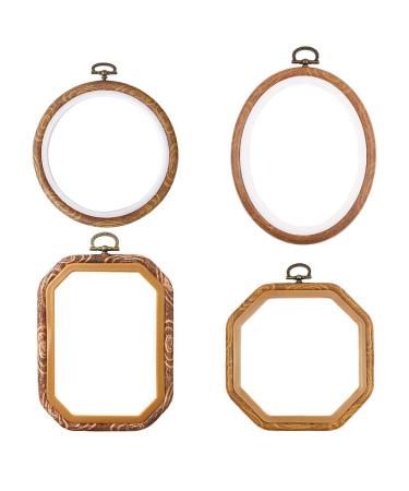 4 Inch Embroidery Frame,Embroidery Hoop,Hoop Embroidery, Imitated Wood  Display Frame Circle 4 Pieces, with 1 PCS Sewing Needle Cylinder