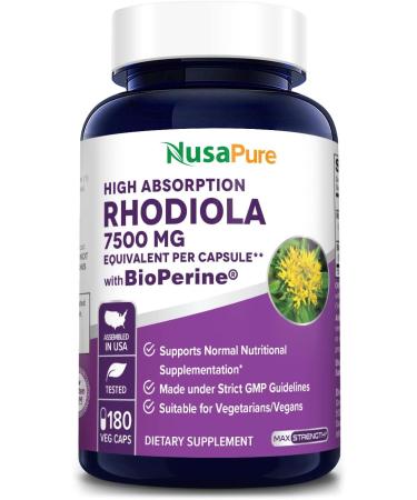 Rhodiola Rosea 4800mg 180 Veggie Capsules (Non-GMO, Extract 20:1, Vegetarian/ Vegan & Gluten-Free) Max Strength