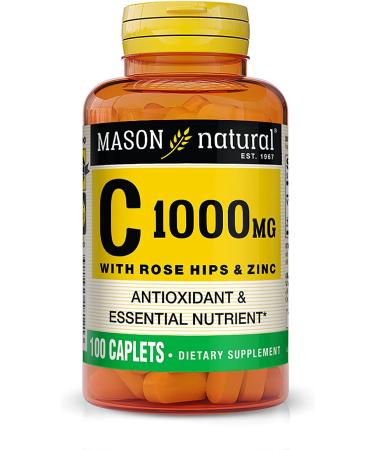 MASON NATURAL Vitamin C 1000 mg with Rose Hips and Zinc - Supports a Healthy Immune System Antioxidant and Essential Nutrient 100 Caplets