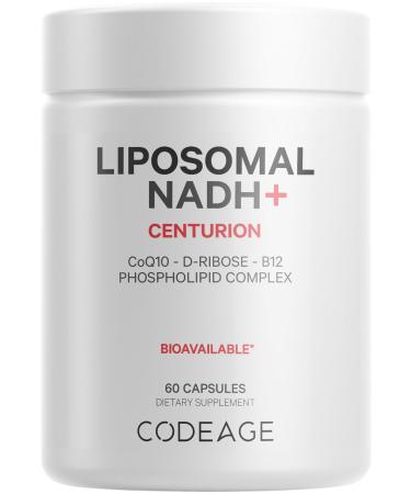 Codeage Liposomal NADH+ Supplement - CoQ10 - Vitamin B12 - D-Ribose Bioenergy Ribose - 2-Month Supply - Energy and Cognition Support - -Nicotinamide Adenine Dinucleotide - Non-GMO - 60 Capsules