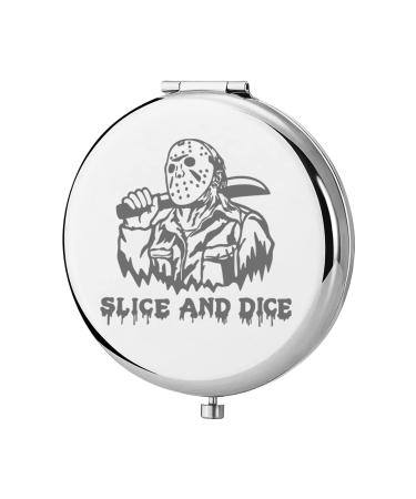 KEYCHIN Jason Machete Pocket Mirror Scary Movie Lover Gifts Slice and Dice Compact Makeup Mirror for Horror Movie Lover (Slice and Dice Mirror-S)