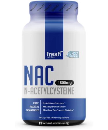 NAC Supplement - N Acetyl Cysteine - Strongest 1800mg DNA Verified Per Day - Nacetyl Cysteine Amino Acids Anti Aging  Glutathione  Oxidative Stress  Detox - Pure NAC Powder in 90 capsules - Vegan Safe
