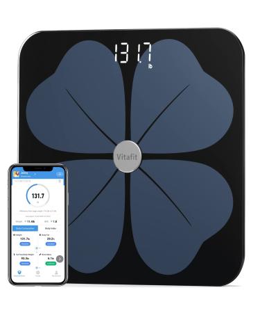 Vitafit Digital Body Weight Bathroom ScaleFocusing on High Precision  Technology for Weighing Over 20 Years Extra Large Blue Backlit LCD and  Step-On Batteries Included 400lb180kgClear Glass Silver