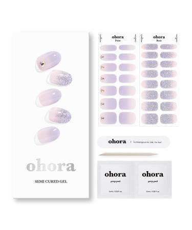 ohora Semi Cured Gel Nail Strips (N Mirage) - Works with Any UV Nail Lamps  Salon-Quality  Long Lasting  Easy to Apply & Remove - Includes 2 Prep Pads  Nail File & Wooden Stick