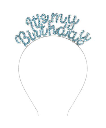 Chanaco Birthday Crowns for Women  Birthday Tiara Birthday Headband Birthday Girl Crown Happy Birthday Decorations for Women (Blue) Q