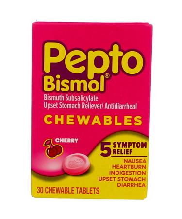Pepto-Bismol 5 Symptoms Digestive Relief Chewable Tablets Cherry 30 ea