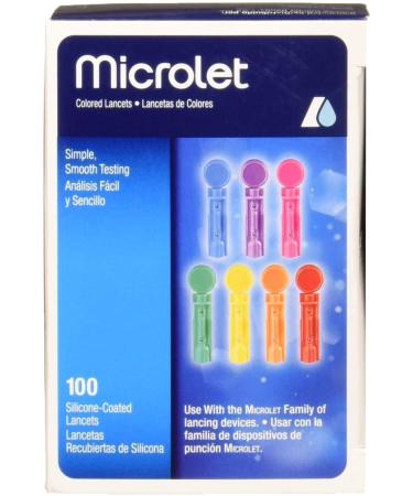 Microlet Colored Lancets 100 Each ( 2 pack)