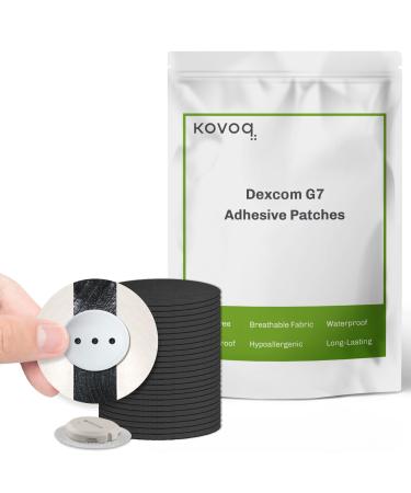 KOVOQ Dexcom G7 Adhesive Patches  25 Waterproof Adhesive Patches + 1 Reusable Hardshell Cover for Dexcom G7  Latex-Free  Hypoallergenic  Breathable (BLK)