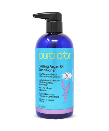 PURA D'OR Healing Argan Oil Conditioner (16oz) For Dry, Damaged, Frizzy Hair, w/Aloe Vera, Lavender, Vanilla, Coconut, Retinol & Vitamin E, Sulfate Free, All Hair Types, Men Women (Packaging may vary)