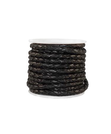 Cords Craft 3mm Braided Leather Cord for Jewelry Making, Round Bolo Braided Leather  Cord, Wrap Bracelets, Necklaces, DIY Craft, Hobby Projects, Black Vintage,  Roll of 5 Meters 5.46 Yards D1 Black Vintage