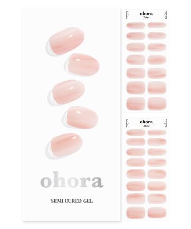 ohora Semi Cured Gel Nail Strips (N Apricot) - Works with Any Nail Lamps Salon-Quality Long Lasting Easy to Apply & Remove - Includes 2 Prep Pads Nail File & Wooden Stick