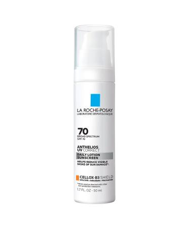 La Roche Posay Anthelios UV Correct Sunscreen Moisturizer SPF 70, Daily Anti-Aging Face Moisturizer with Sunscreen and Niacinamide to Even Skin Tone & Fine Lines, Sun Protection for Sensitive Skin