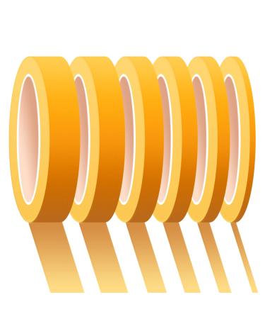 PETDCHEB 6 Rolls Fine Line Tape 1/16  1/8  1/5  2/5  1/2  3/4 inches x 55 Yard Fineline Masking Tape Painter Tape Adhesive Automotive for DIY Car Auto Paint (Yellow)