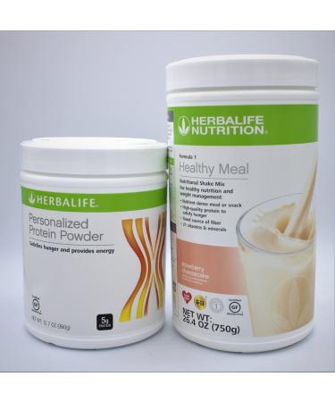 HERBALIFE (Duo) Formula 1 Healthy Meal Nutritional Shake Mix ( Strawberry Cheesecake) with Personalized Protein Powder