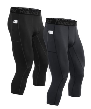 Roadbox 1 or 2 Pack Boys Compression Pants Youth Quick Dry Spandex
