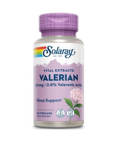 Solaray Valerian Root Extract 50 mg | Relaxation Support for a Healthy Sleep Cycle | 0.8% Valerenic Acids | 60 CT 60 Count (Pack of 1)