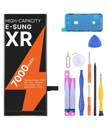 E-SUNG Trade for iPhone XR Battery Replacement New Upgraded High Capacity 0-Cycle Li-ion Polymer 7000mAh with All Tool Kits and Adhesive Strips