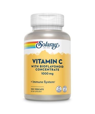 Solaray Vitamin C w/Rose Hips Acerola & Bioflavonoids 1000mg Supports Immune Function & Healthier Skin Hair Nails Non-GMO Vegan 100 CT