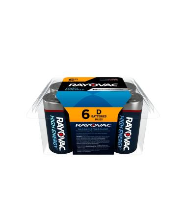 Rayovac D Batteries, D Cell Battery Alkaline, 6 Count 6 Count (Pack of 1) D, 6 Count 6 Count