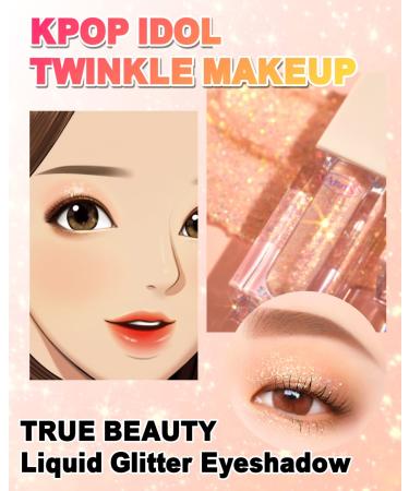 AMTS Webtoon True Beauty Makeup Liquid Glitter Eyeshadow, Vegan Korean Eye Glitter, Shimmer Eyeshadow Highlighter, Kbeauty, Kdrama #01 Rich