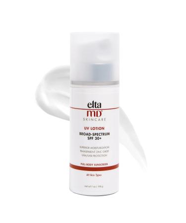 EltaMD UV Lotion SPF 30+ Full Body Sunscreen with Zinc Oxide, SPF Moisturizer Lotion and Broad-Spectrum Moisturizing Sunscreen, Non-Greasy, Fragrance-Free, SPF Body Lotion, 7.0 oz Pump