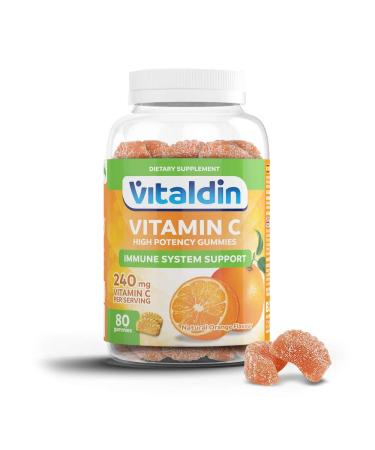 VITALDIN Vitamin C Gummies 240 mg per Serving - 80 Chewable Gummies (40 Days Supply) Orange Flavour Gluten Free Gummy for Kids & Adults