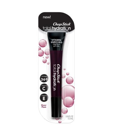 ChapStick Total Hydration Vitamin Enriched Sheer Plum Tinted Lip Oil Tube  Lip Care - 0.24 Oz
