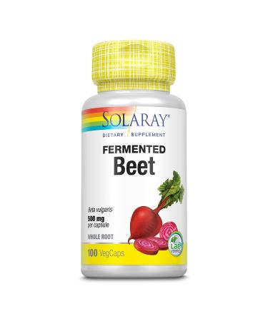 Solaray Fermented Beet Root Supplement | Athletic Performance, Circulation & Heart Health Support, 100 Serv, 100 VegCaps Beet Root 100 Count (Pack of 1) White