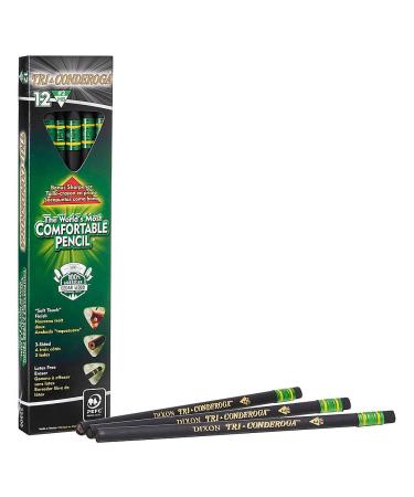 Ticonderoga Tri-Conderoga Triangular Pencils Wood-Cased 2 Sharpener Soft Touch Comfort Barrel Black 12-Pack (22500) 12 Count