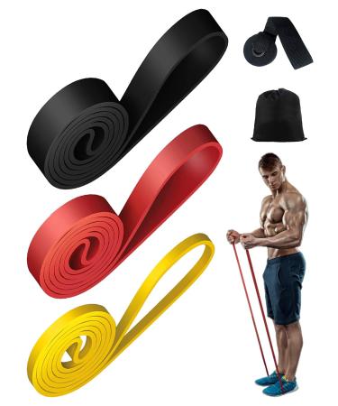 MOXTOYU 3 Pieces Resistance Bands Gym Bands Resistance for Exercise Strength Training with Door Anchor and Tote Bag Easy to Carry Pull Up Bands Yoga Stretch Toning Pull Up Resistance Band