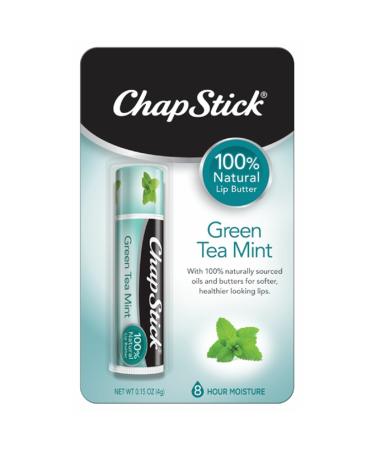 ChapStick Green Tea Mint 100 Percent Natural Ingredients Lip Butter, Moisturizing Lip Balm - 0.15 Oz