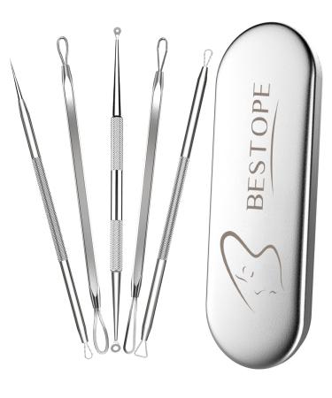 TAYTHI Blackhead Remover Tool Pimple Popper Tool Kit Blackhead Extractor tool for Face Extractor Tool for Comedone Zit Acne Whitehead Blemish Stainless Steel Extraction tools Silver