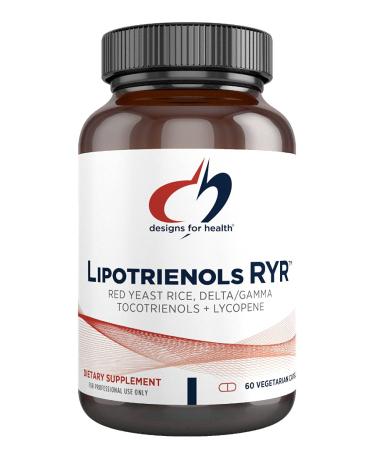 Designs for Health Red Yeast Rice with Tocotrienols + Lycopene - Lipotrienols RYR, 1200mg RYR to Support Cardiovascular Health + Maintenance of Lipid Levels in Normal Range - Vegan (60 Capsules) Standard Packaging
