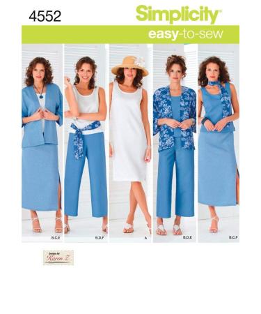 Simplicity 4789 Easy-to-Sew Plus Size Pants, Vest, Jacket and Jumper Sewing  Pattern for Women by In K Design, Sizes AA (10 -18) AA (10-12-14-16-18)