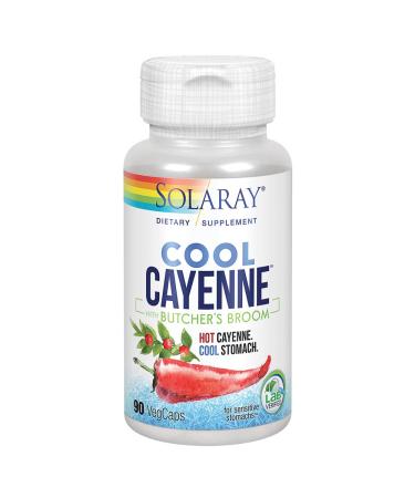 Solaray Cool Cayenne Pepper 40,000 HU with Butchers Broom for Healthy Circulation Support | 90 VegCaps