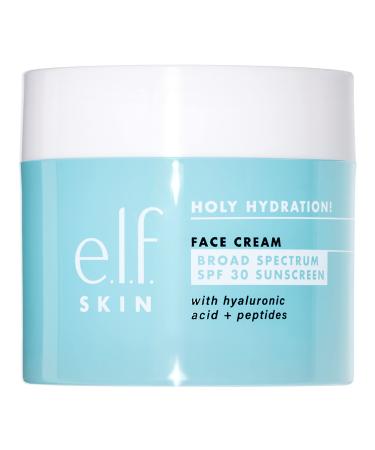 e.l.f. Holy Hydration! Face Cream - Broad Spectrum SPF 30 Sunscreen  Moisturizes & Softens Skin  Quick-Absorbing & Ultra-Hydrating  1.8 Oz (50g) HH Face Cream with SPF30