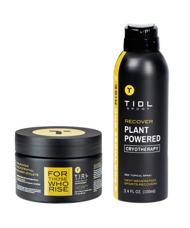 TIDL Plant Powered Cryotherapy Spray & Performance Cream Set  Post-Workout Full Body Recovery Spray (3.4oz) & Cream (3oz)  Muscle & Joint Pain Relief  Organic Plant-Based Formula