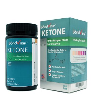 Wondview Ketone Test Strips: Testing Ketosis Based on Your Urine 100 Ketone Urinalysis Tester Strips (Made in USA)