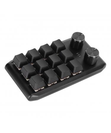 DAUERHAFT Mini Gaming Keyboard Mini Custom Keyboard Mechanical Programmable Responsive Feedback 12 Keys 2 Multifunction Knobs for Computer (Wireless BT(Inbuilt Battery Included))